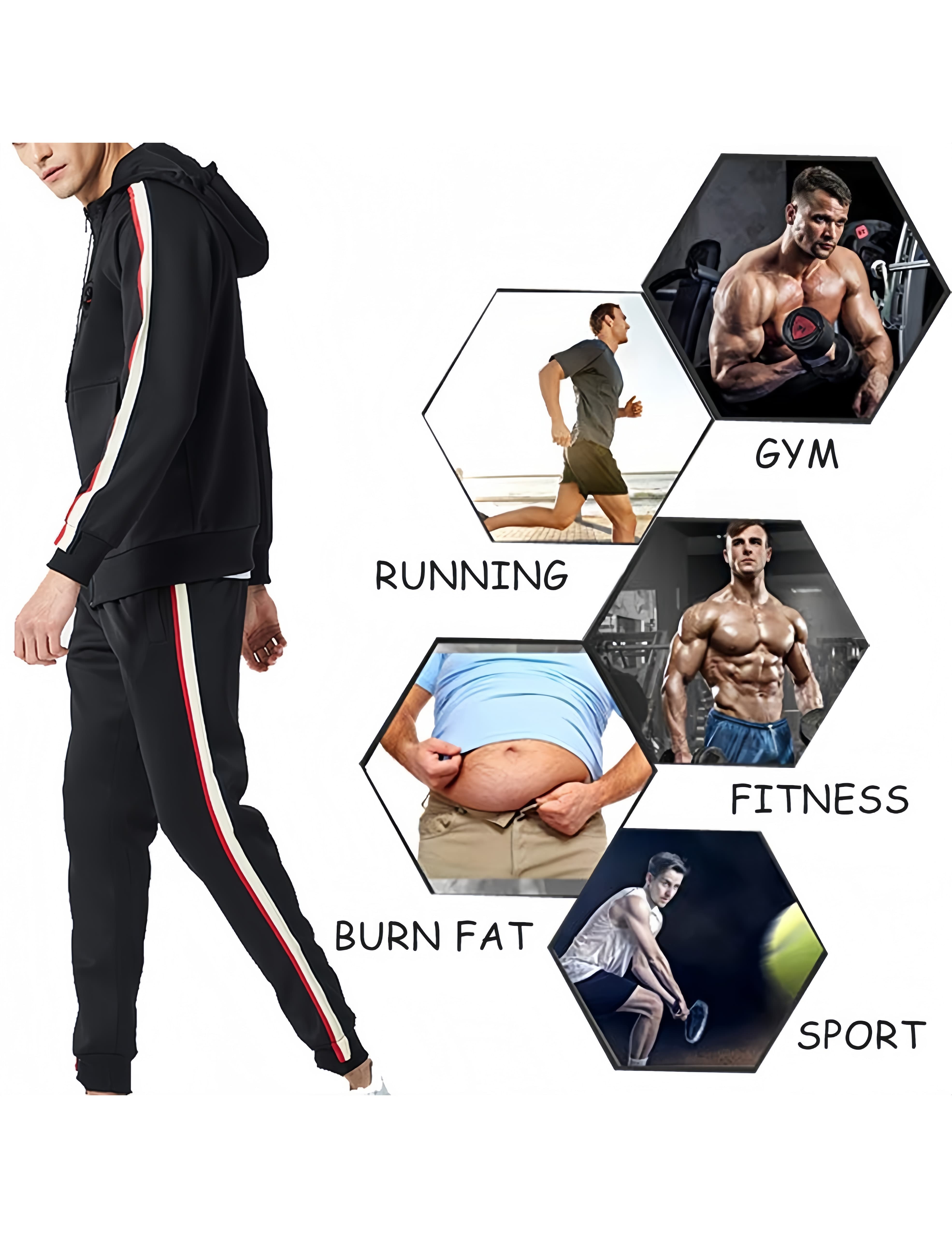 Men’s Black Jogging Sweat Suit 2 Piece