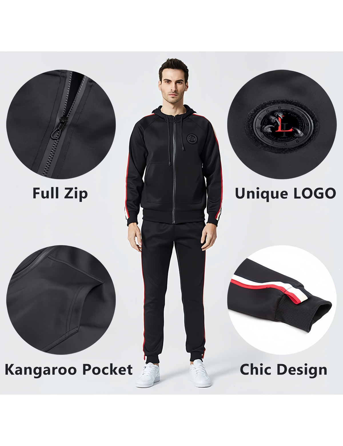 Men’s Black Jogging Sweat Suit 2 Piece