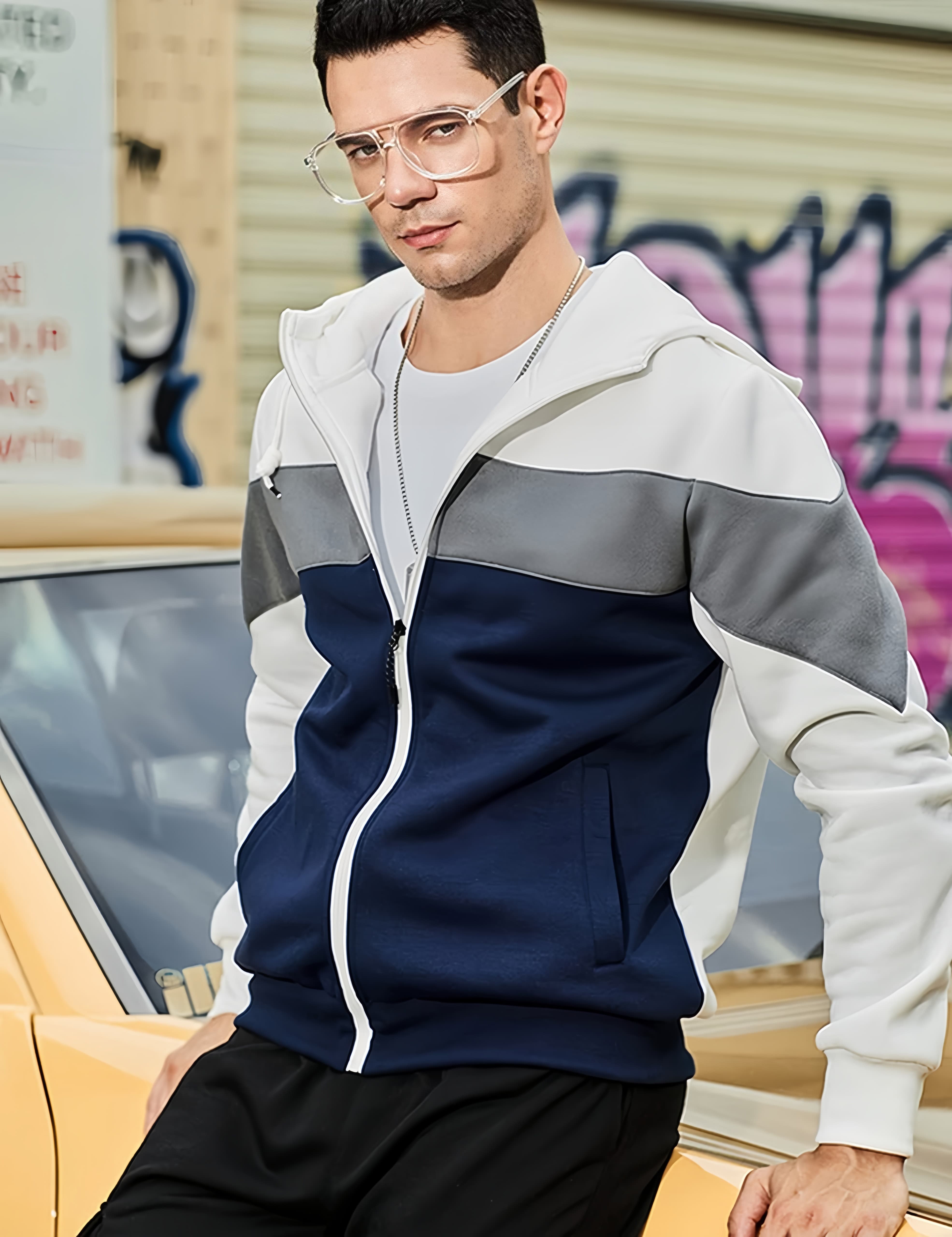 Men’s Color Blocking Zip Hoodie