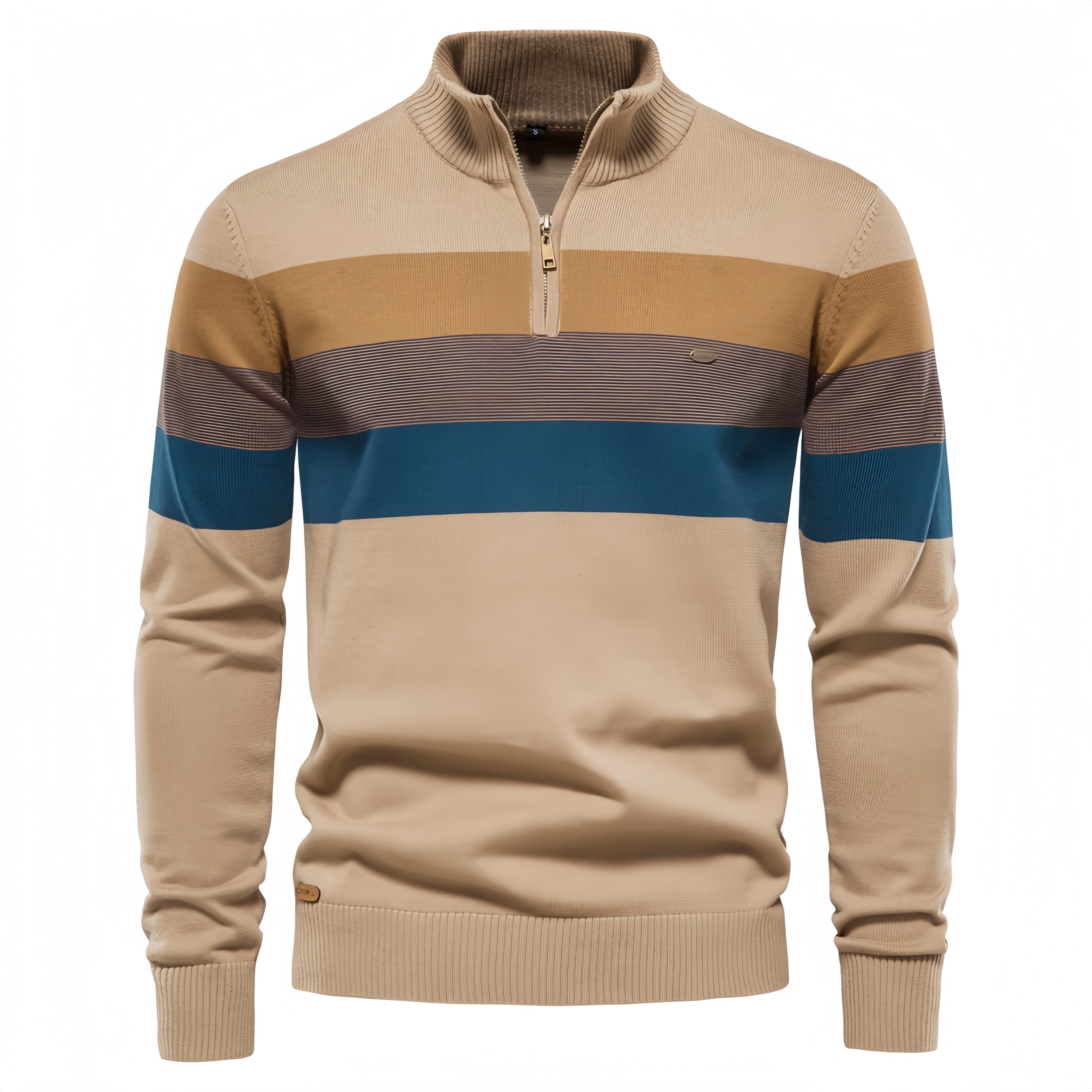 Men’s Color Block Quarter Zip Sweater