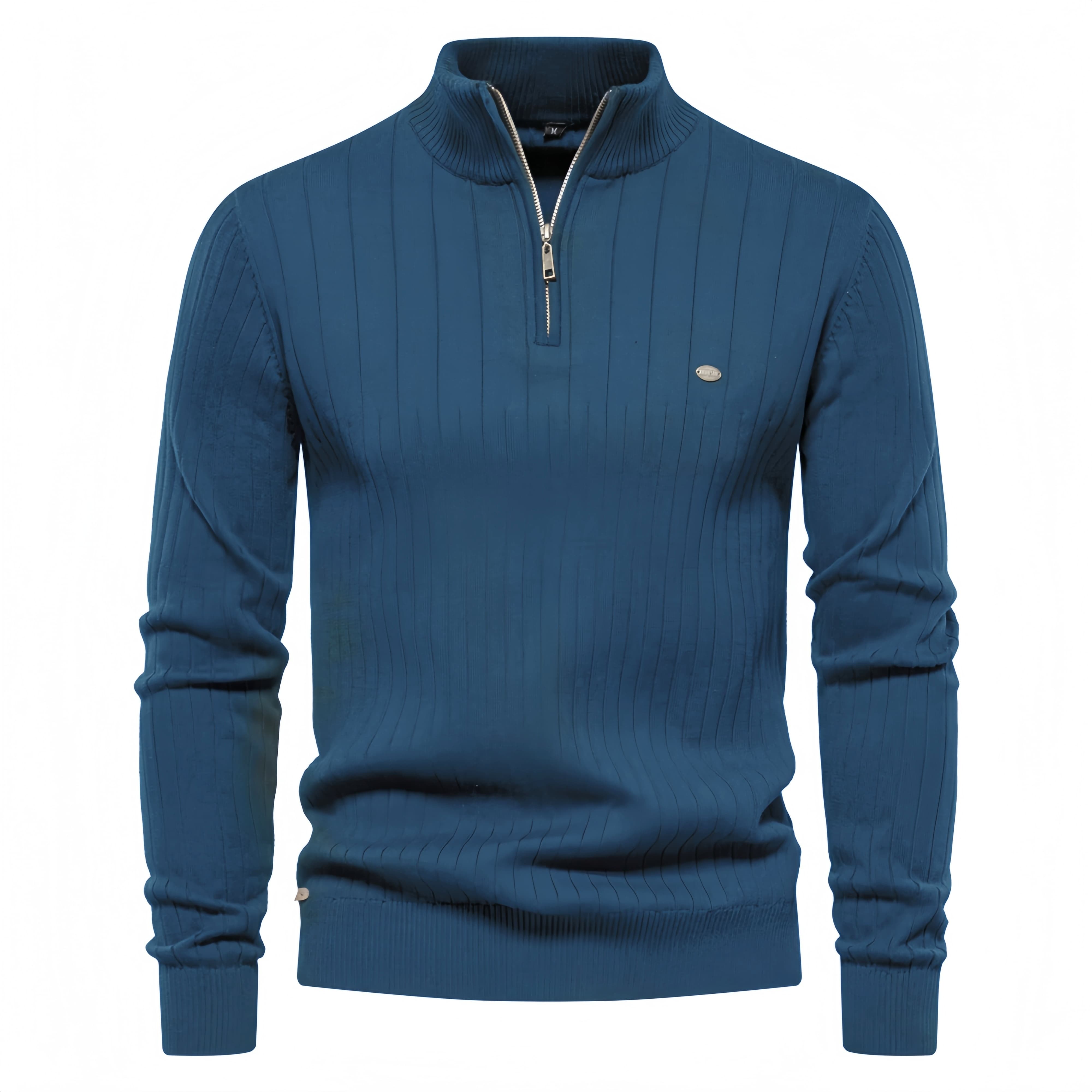 Men’s Vertical Stripe Quarter Zip Sweater