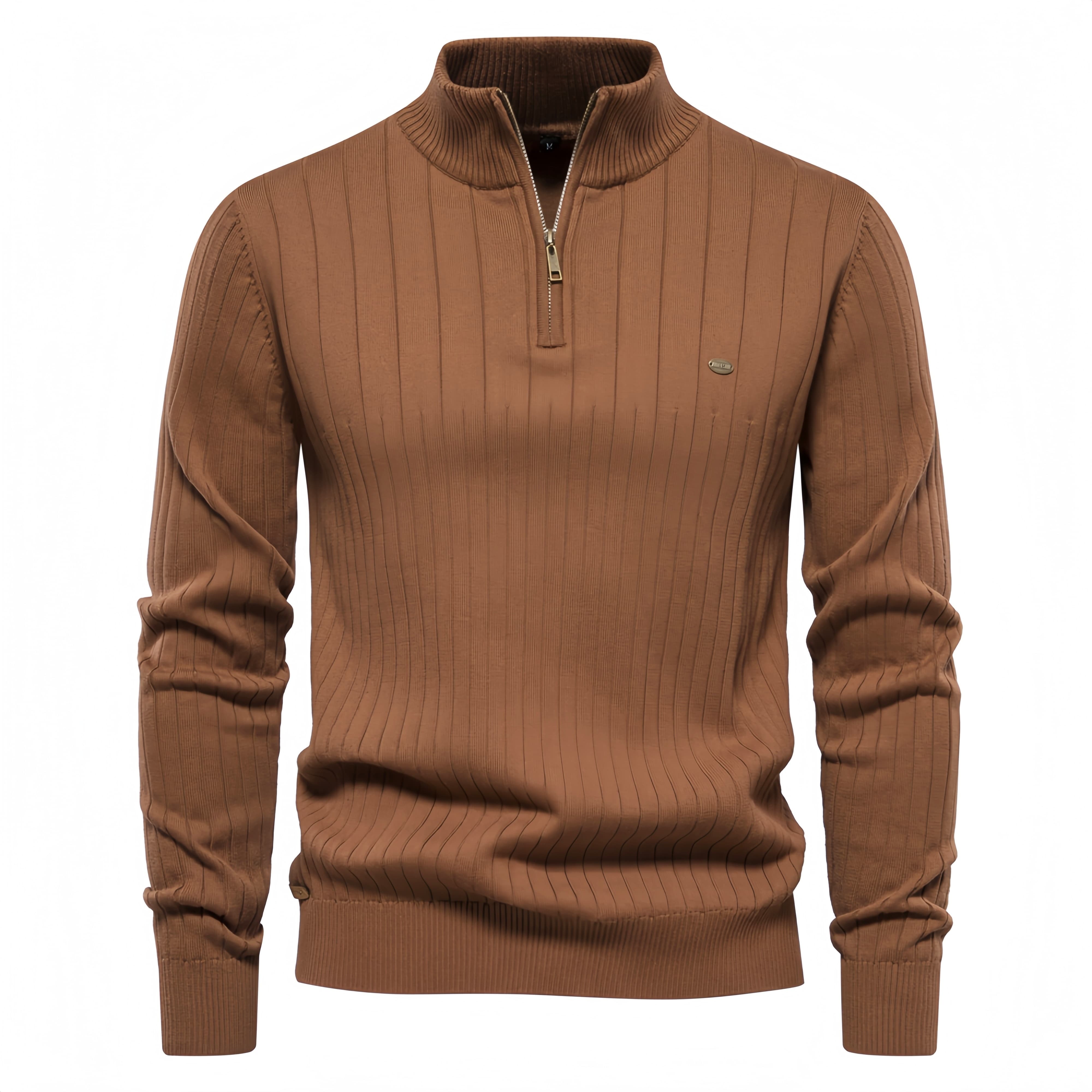 Men’s Vertical Stripe Quarter Zip Sweater