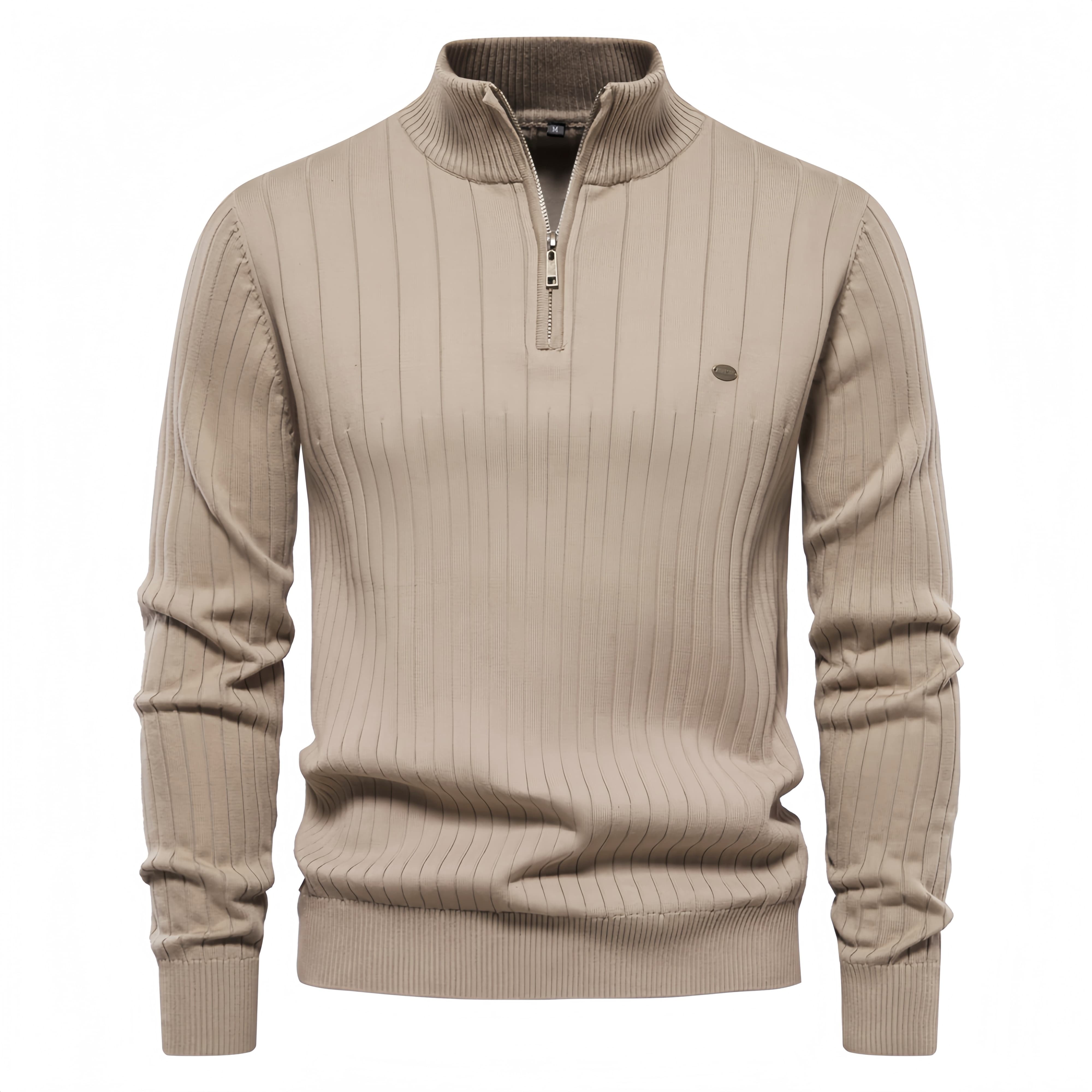Men’s Vertical Stripe Quarter Zip Sweater