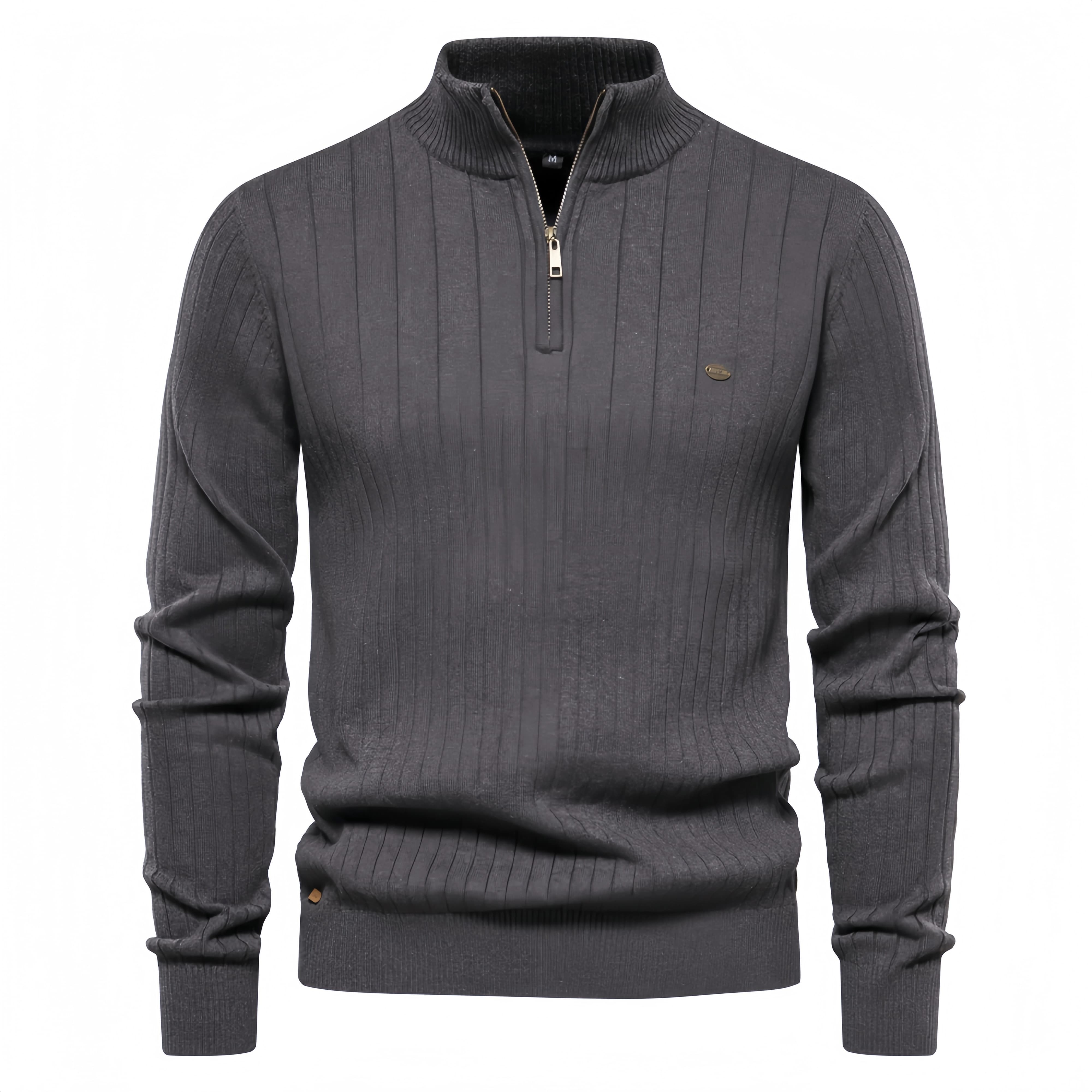 Men’s Vertical Stripe Quarter Zip Sweater