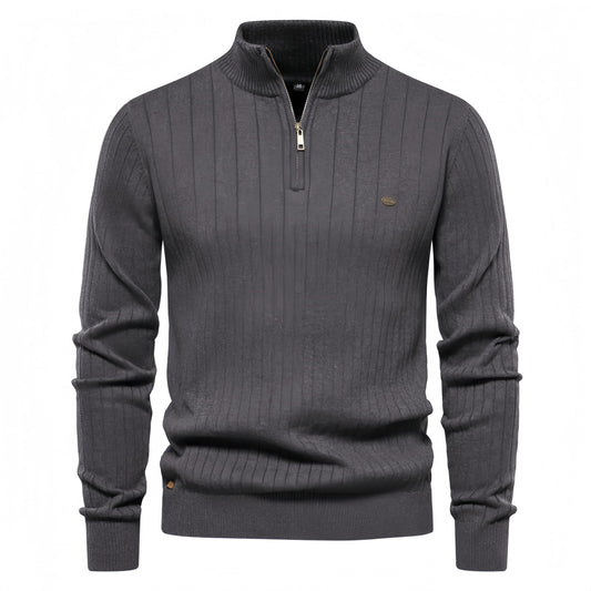Men’s Vertical Stripe Quarter Zip Sweater