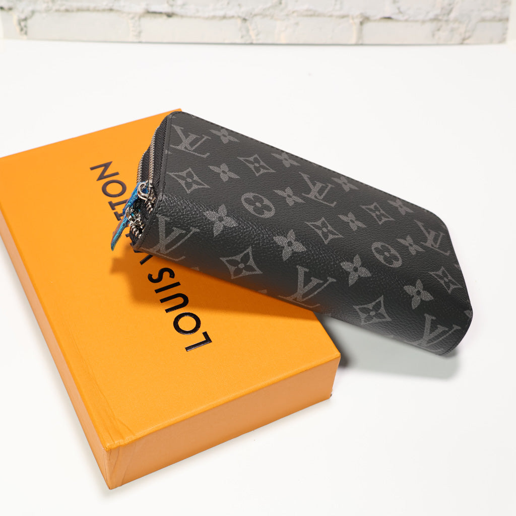 Black Monogram Double Wallet LV Leather