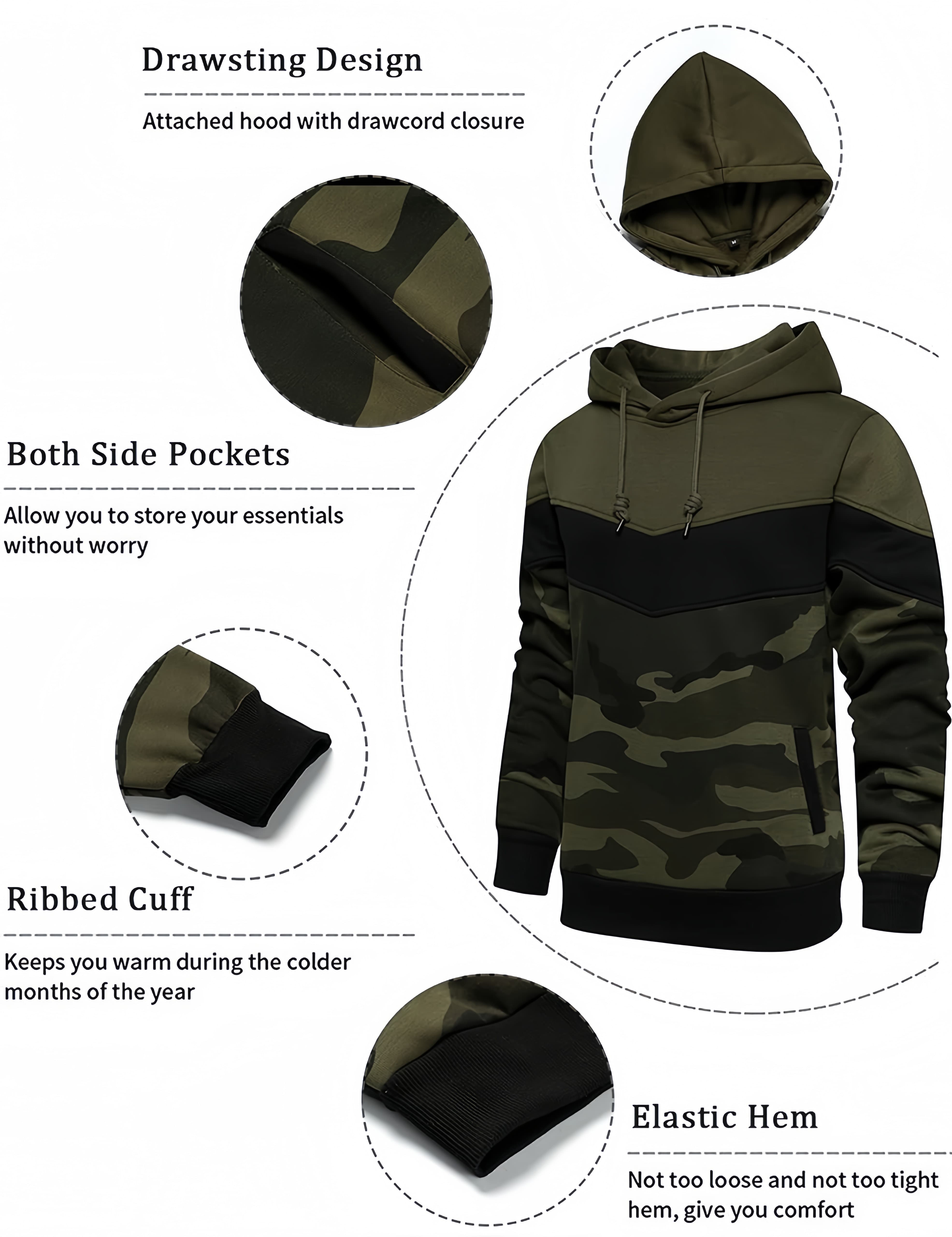 Men's Camo Green Athletic Hoodies