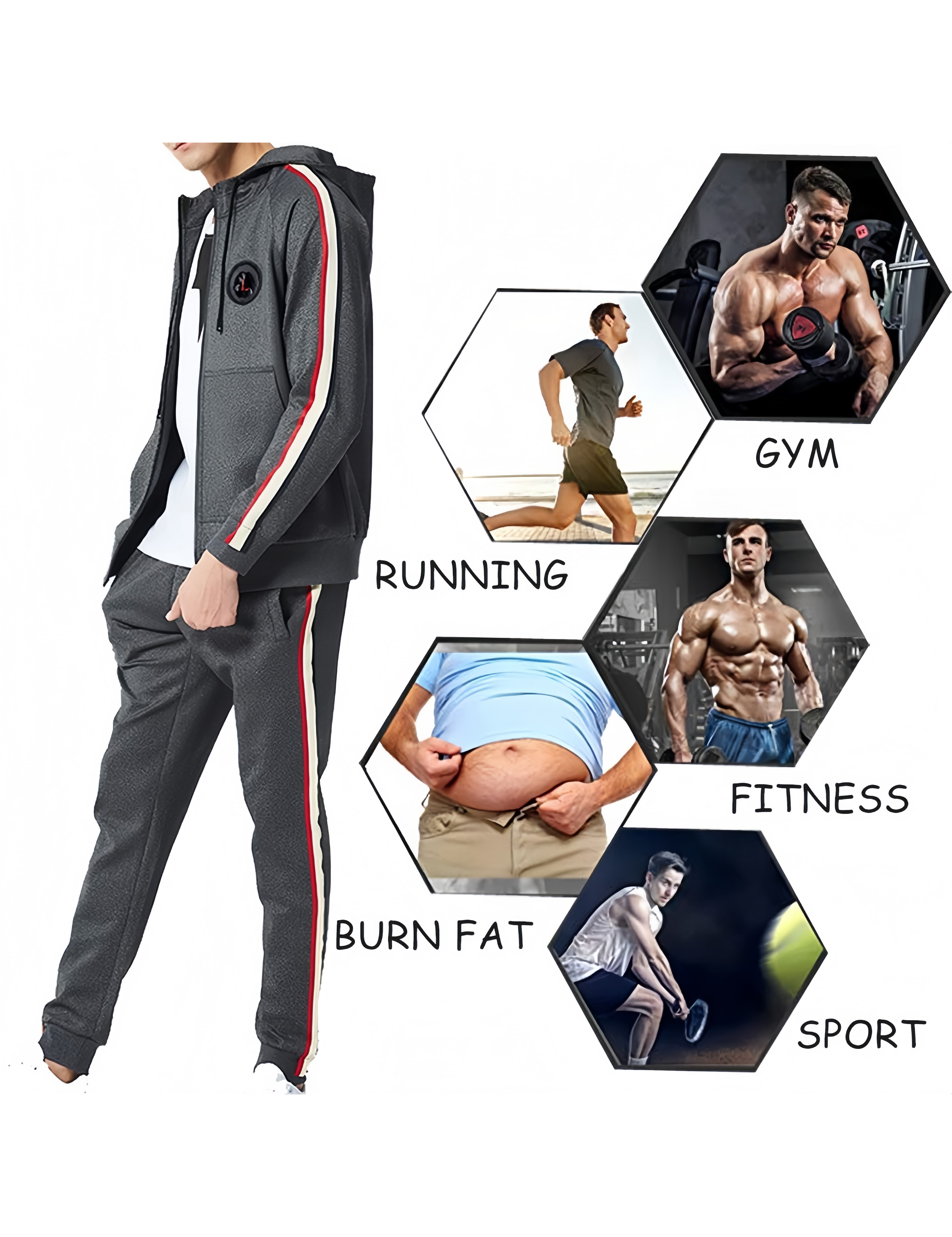 Men’s Dark Gray Jogging Sweat Suit 2 Piece