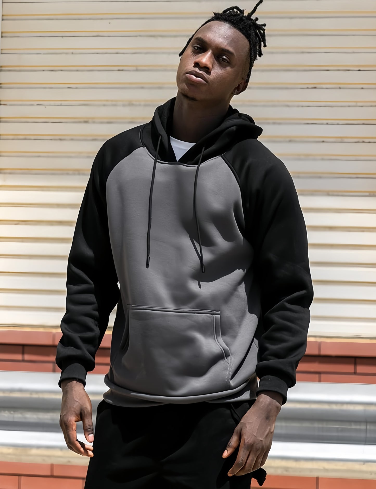 Men’s Dark Gray Black Pullover Hoodie