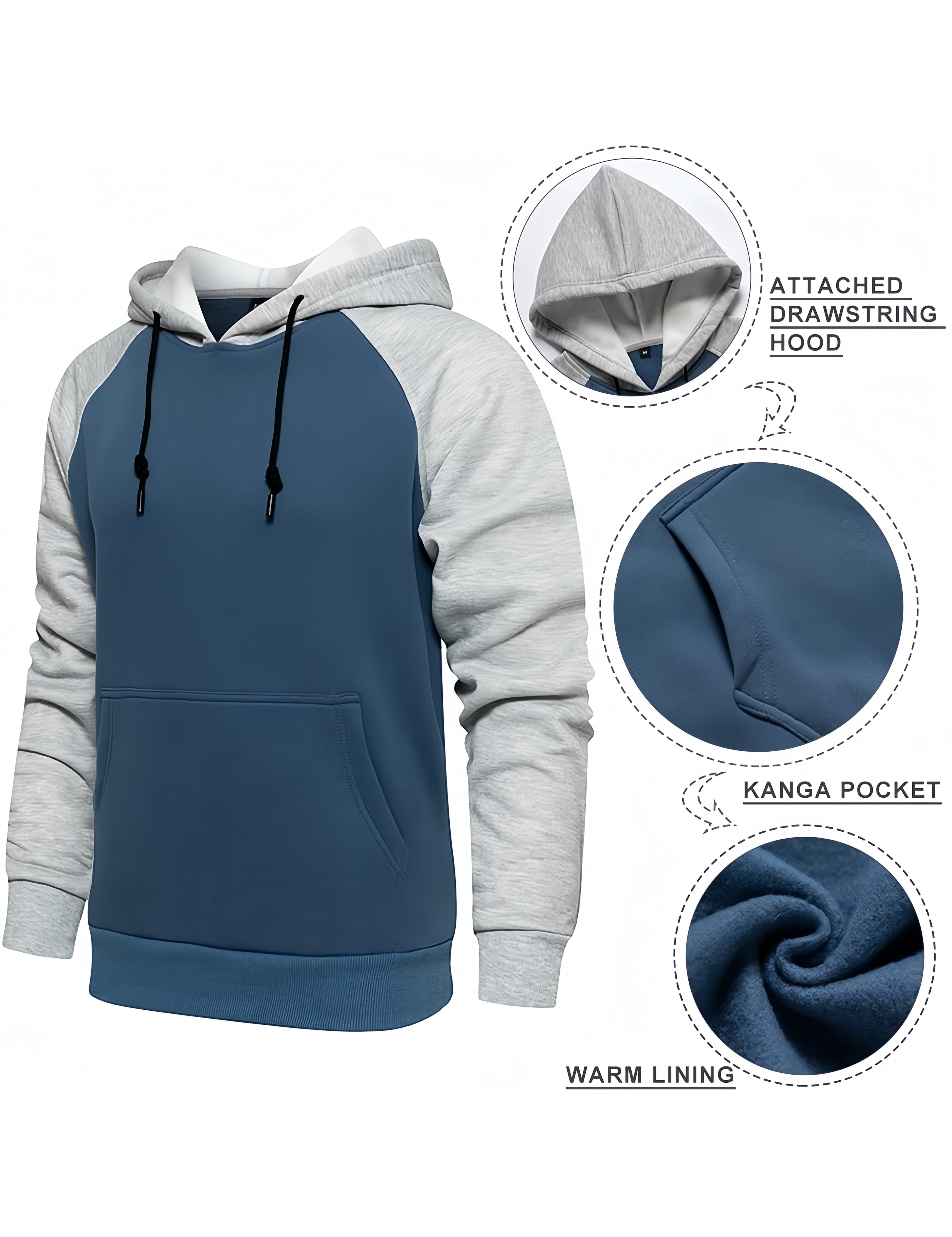 Men’s Denim Blue Pullover Hoodie Sweatshirt
