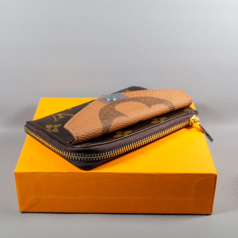 Louis Vuitton Wallet Card Holder Accent Monogram Zipper Wallet
