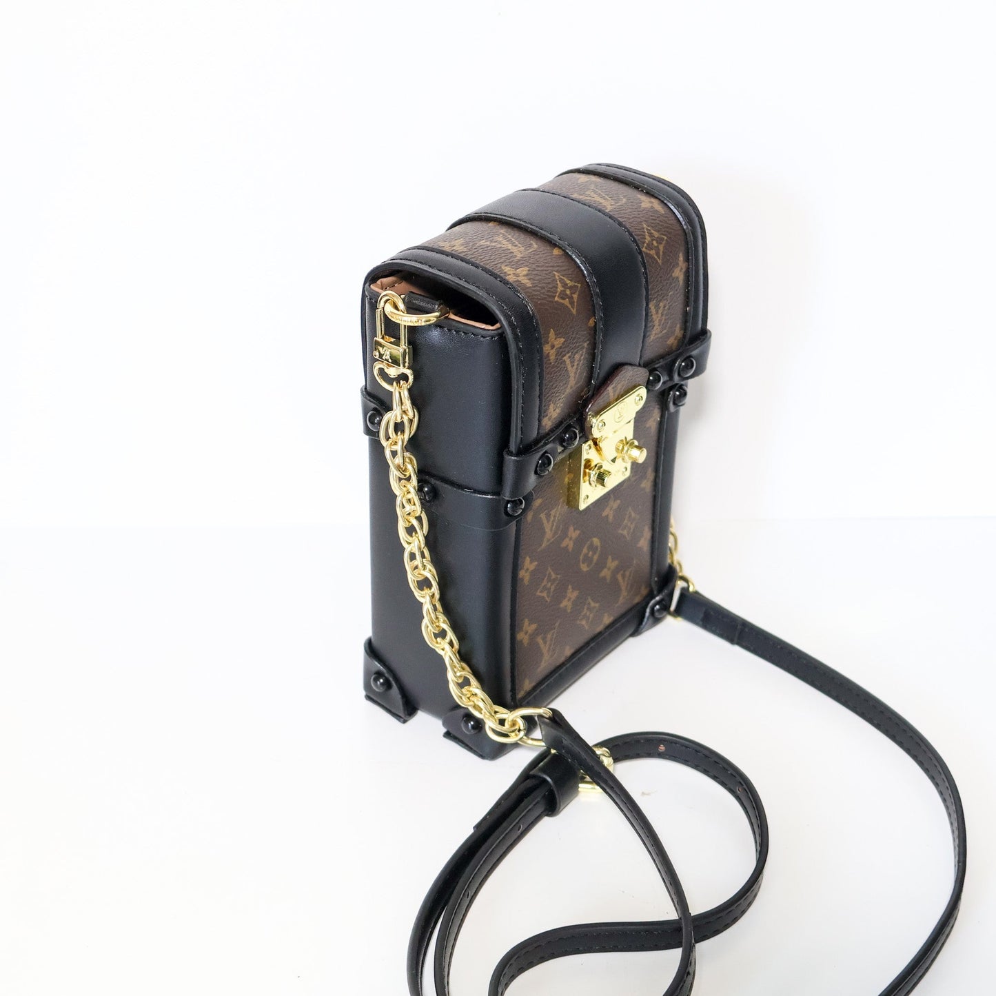 LV Trunk Crossbody Mini Bag Black Brown Monogram