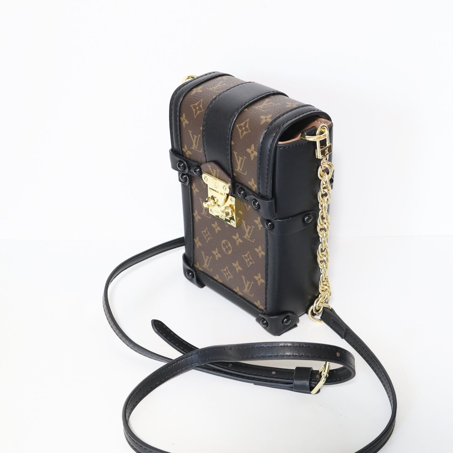 LV Trunk Crossbody Mini Bag Black Brown Monogram