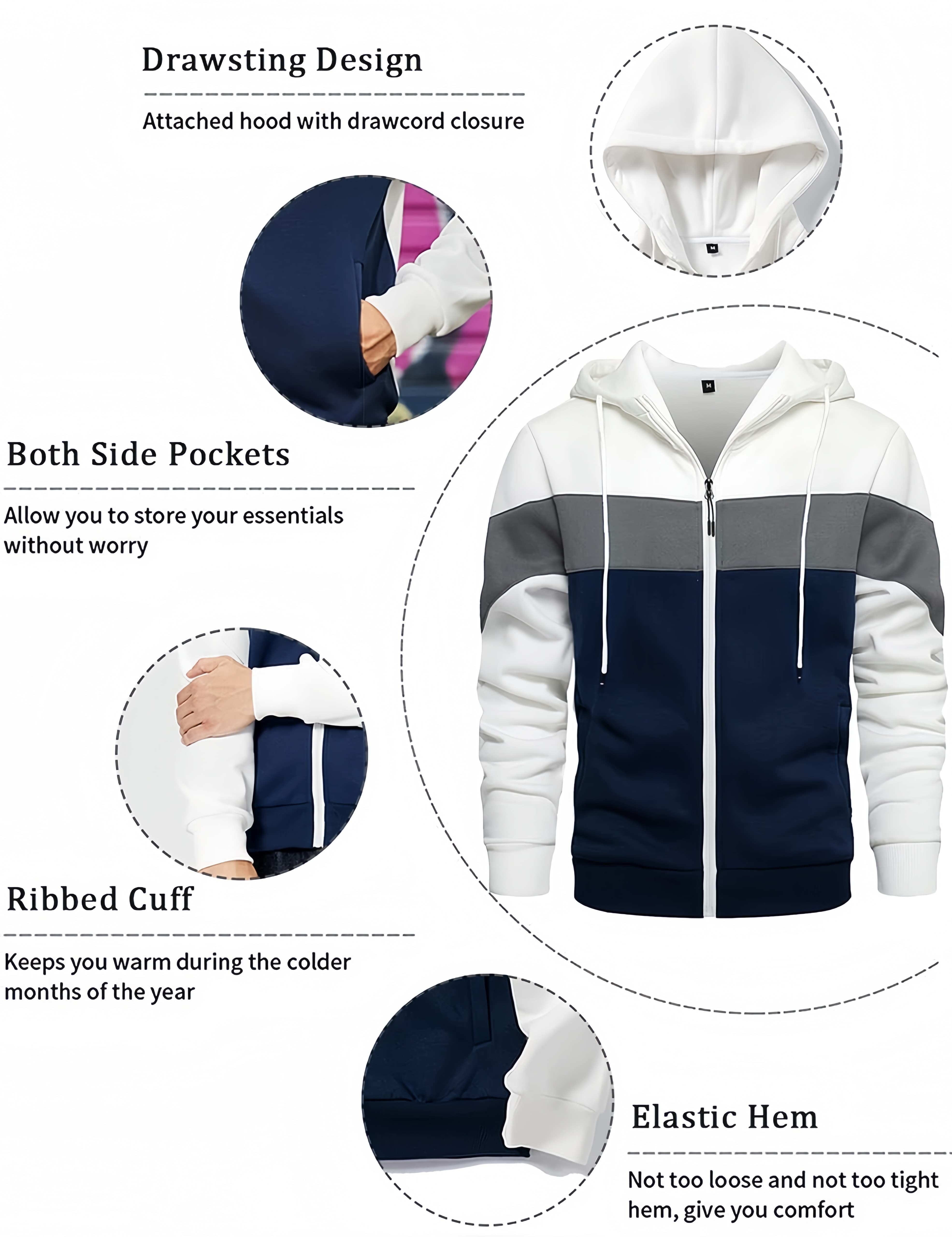 Men’s Color Blocking Zip Hoodie