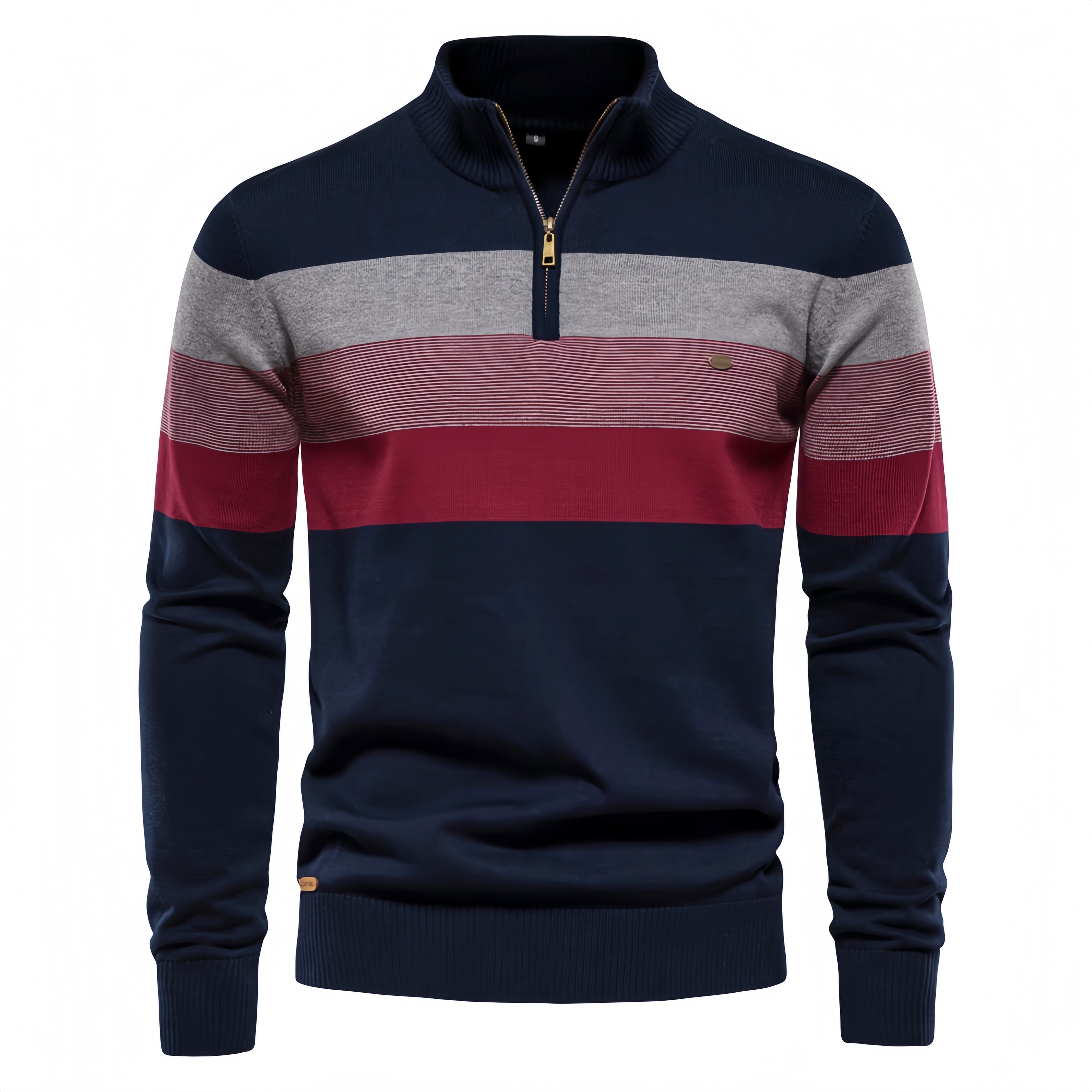 Men’s Color Block Quarter Zip Sweater