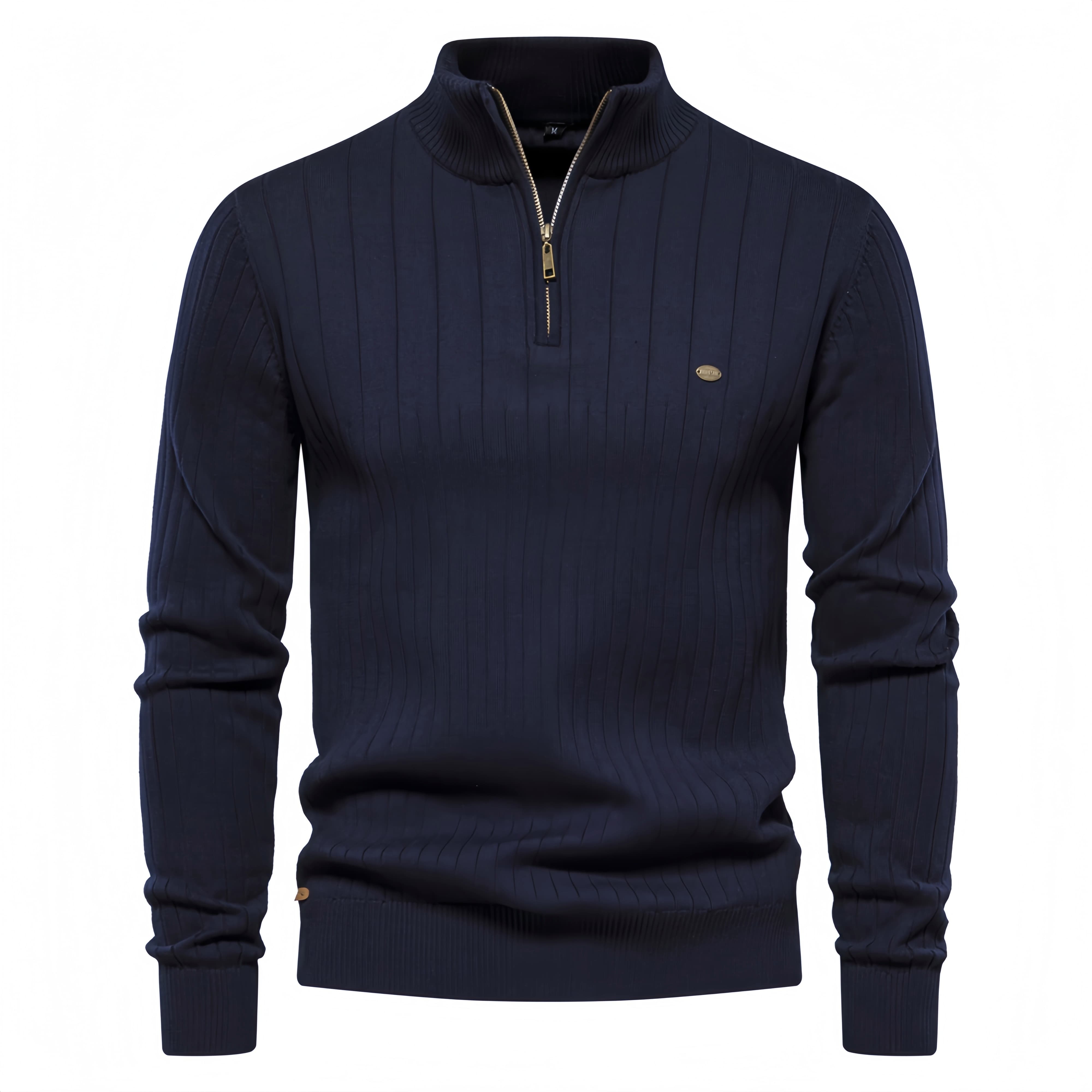 Men’s Vertical Stripe Quarter Zip Sweater