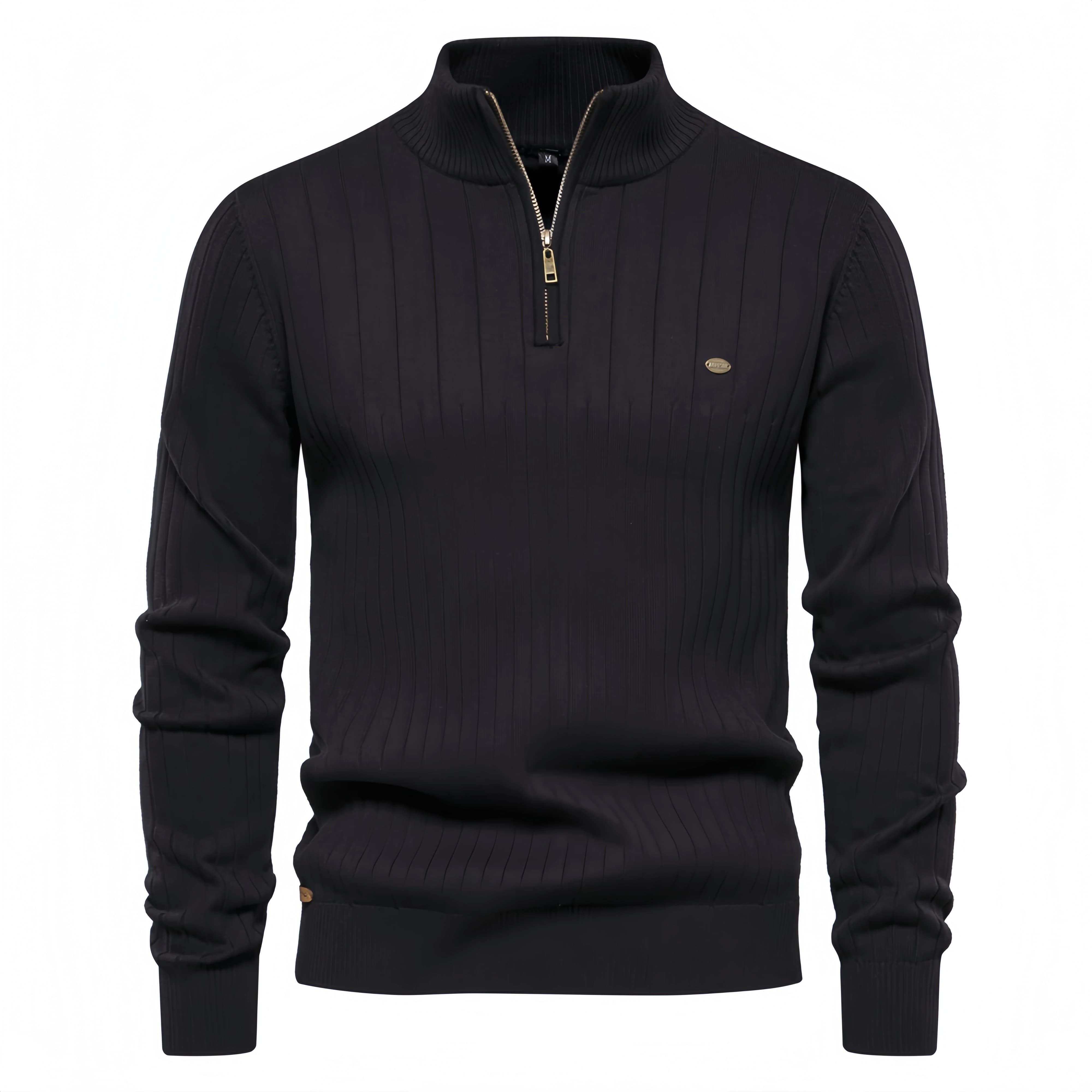 Men’s Vertical Stripe Quarter Zip Sweater