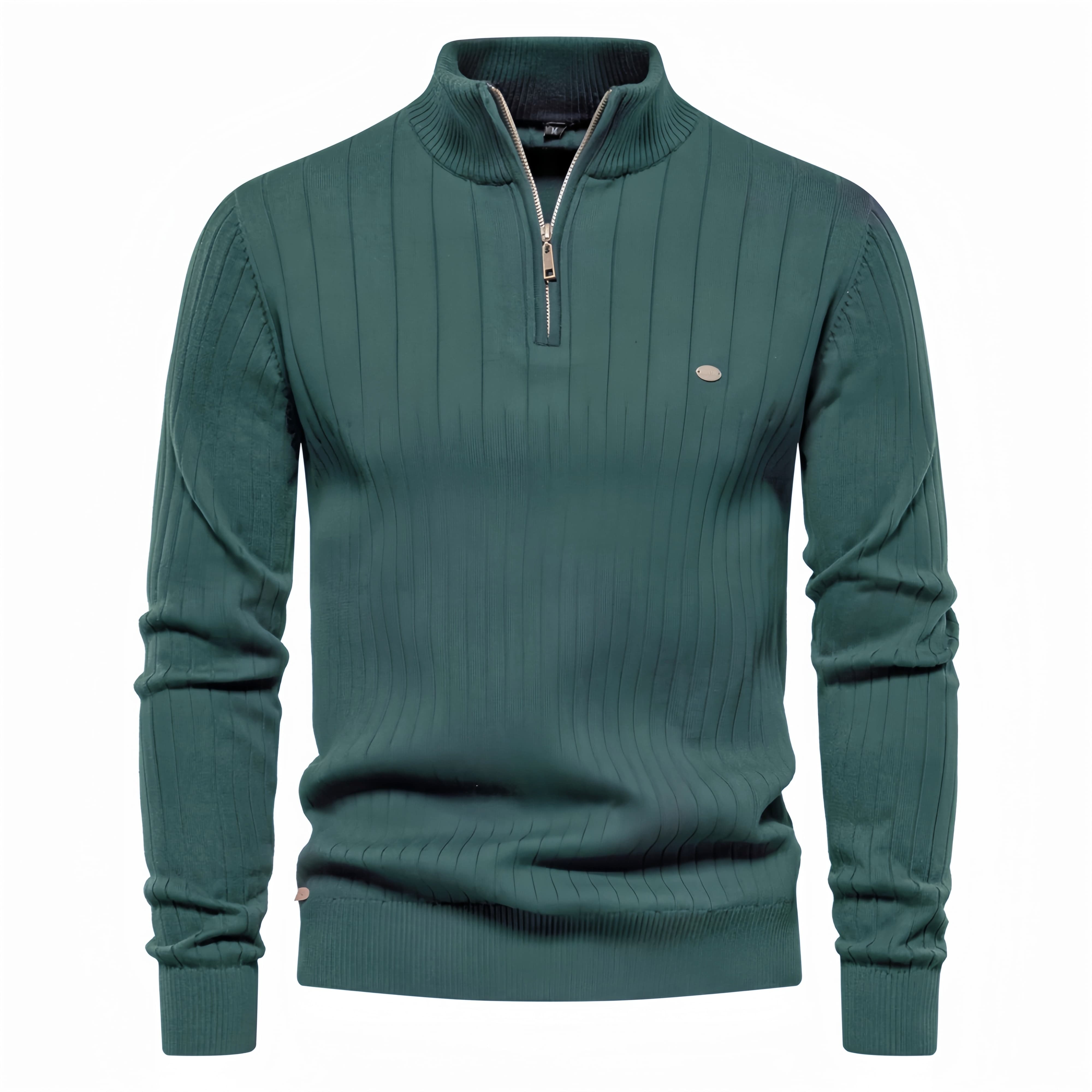 Men’s Vertical Stripe Quarter Zip Sweater
