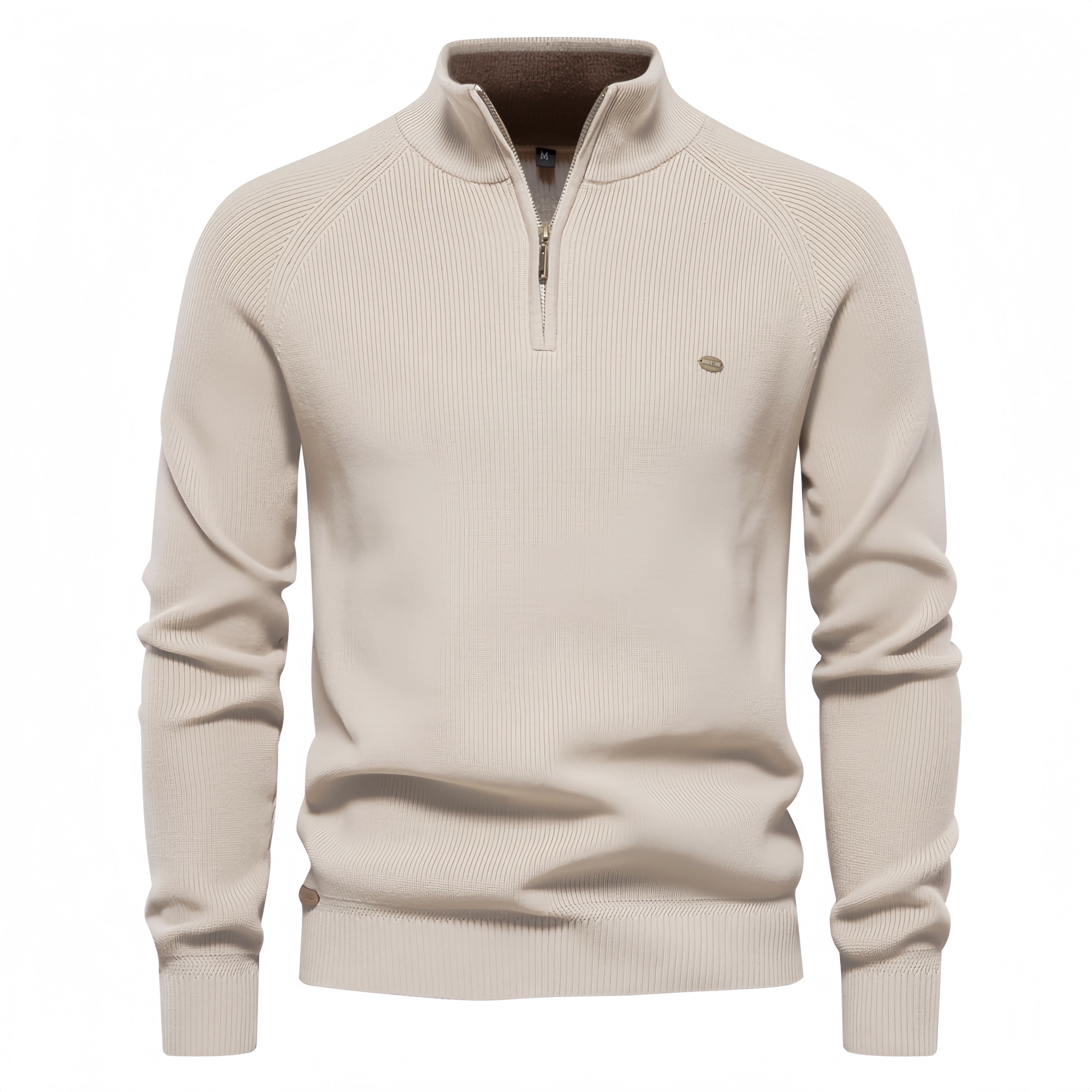 Men’s Solid Color Quarter Zip Sweater