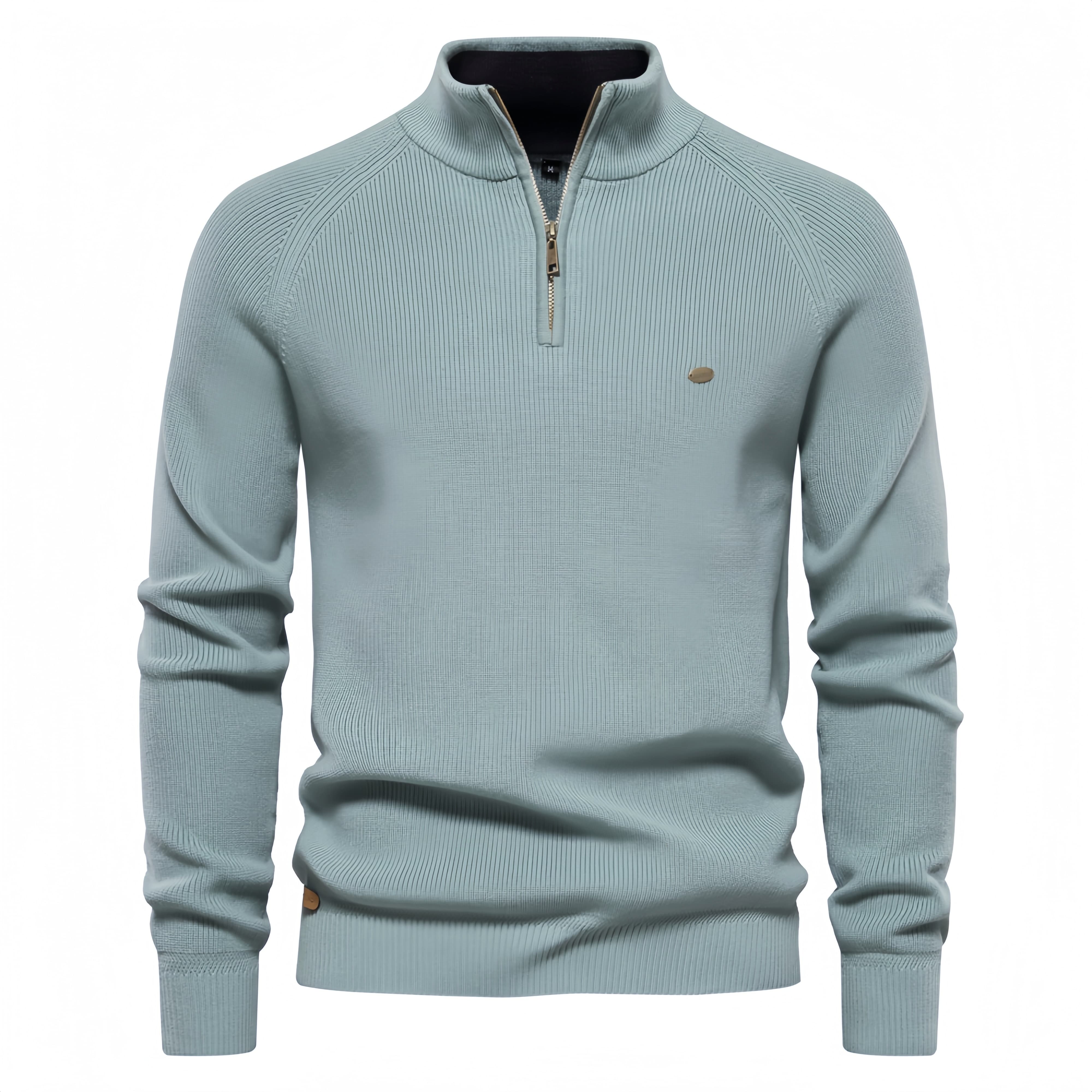 Men’s Solid Color Quarter Zip Sweater