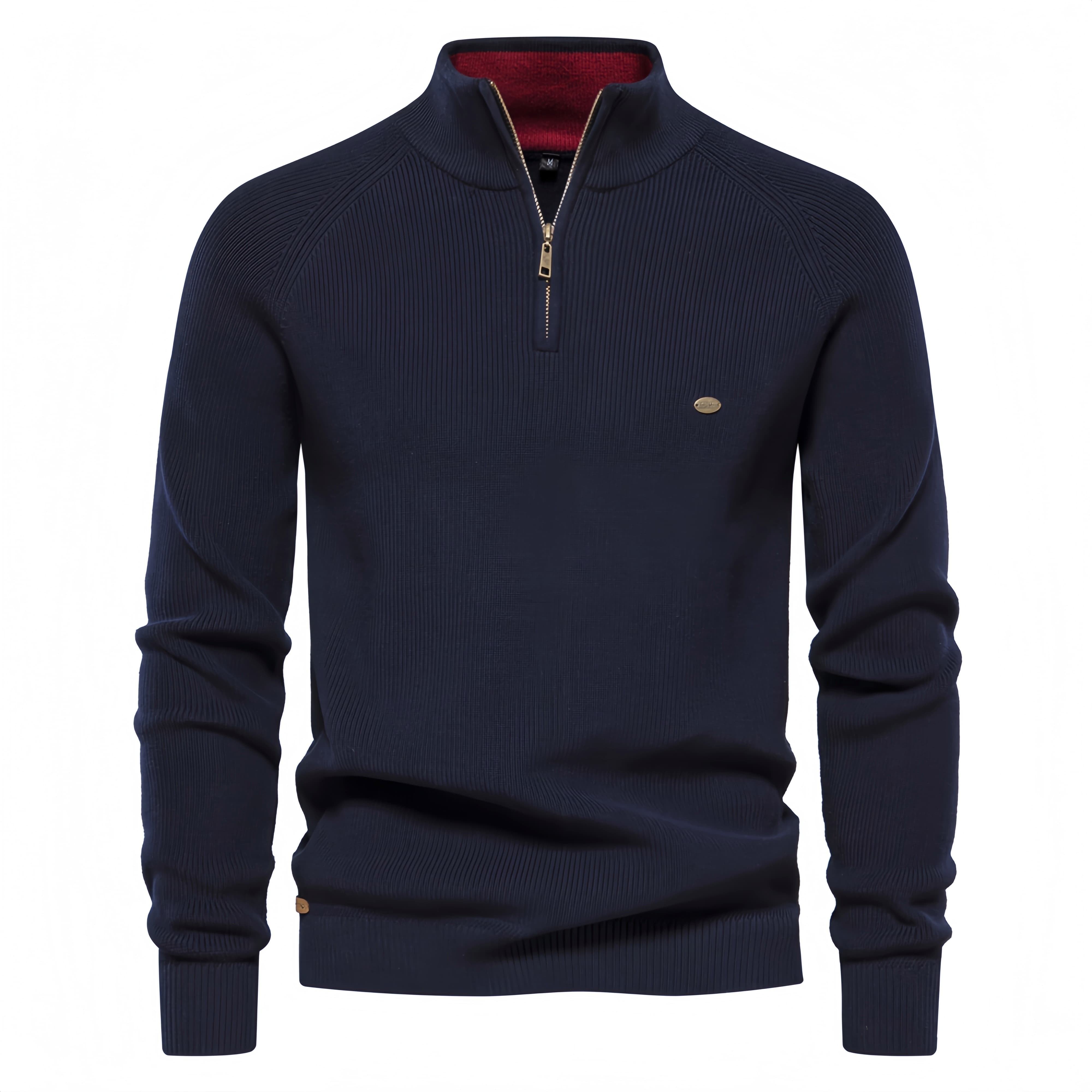 Men’s Solid Color Quarter Zip Sweater