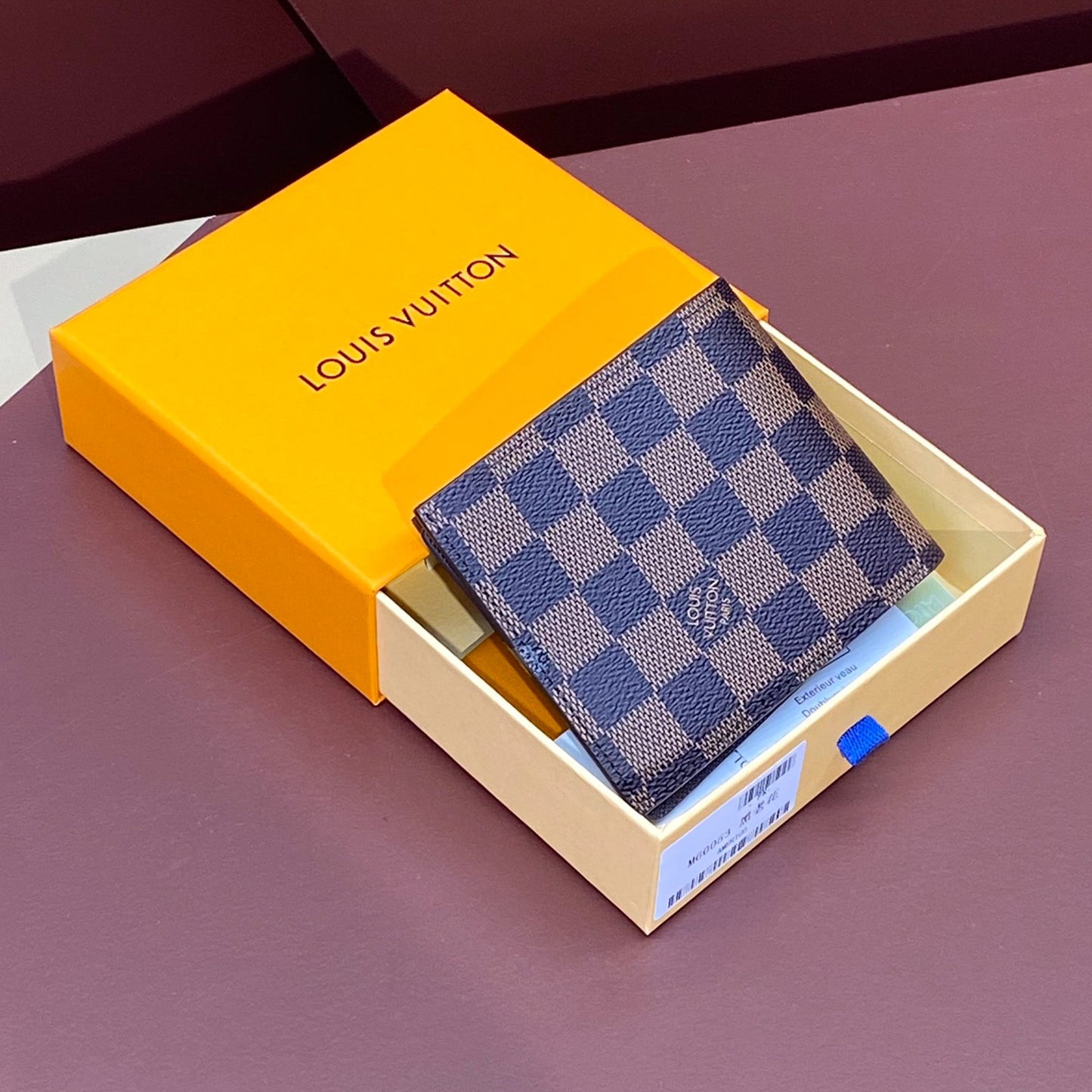 Brown Checkered LV Wallet Trifold
